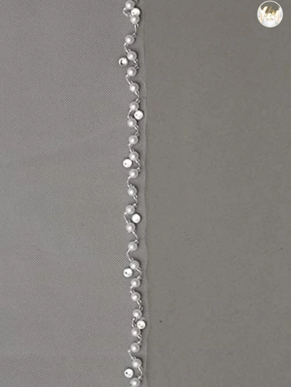 Wavy Crystal Pearl Beaded Wedding Veil Elbow Length 30